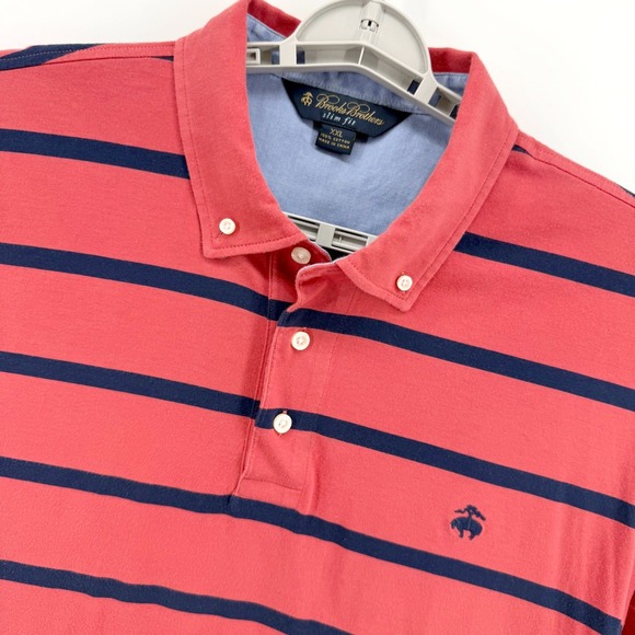 Brooks Brothers Other - Brooks Brothers Polo Shirt Mens XXL Red Navy Striped Slim Fit Cotton Luxury